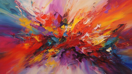 Intense, vibrant colors blend together, unveiling a breathtaking abstract creation filled with life and movement.