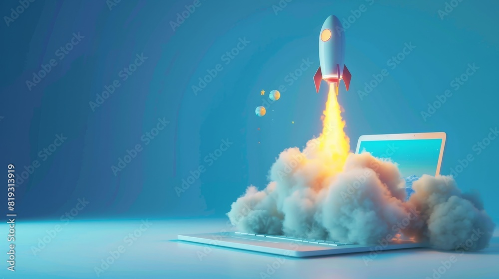 Wall mural virtual rocket launch concept