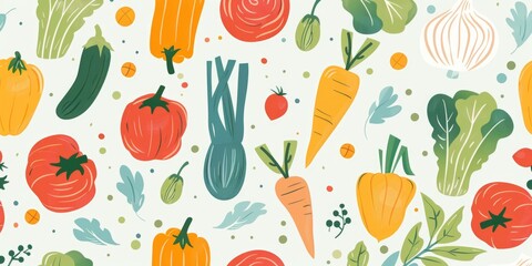  Seamless Pastel Vegetable Pattern
