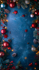 The concept of Christmas and New Year holidays. Christmas background. Blue. Generate AI.
