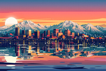 Anchorage city vector skyline