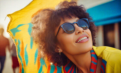 Ecstatic Young Woman in Sunglasses Savoring the Sun