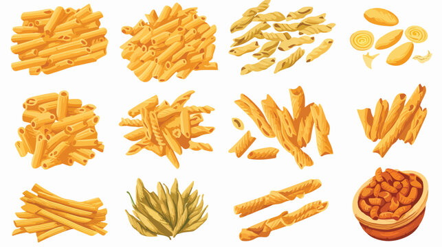 vector sketch italian pasta types set. Sadani penne