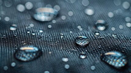 closeup of water droplets on grey fabric highlight