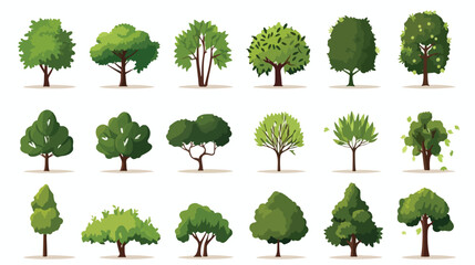 Vector trees icons illustrations. Simple cartoon st