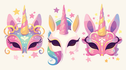 Vector unicorn mask photo booth props. Pink fancy s