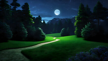 night landscape with moon