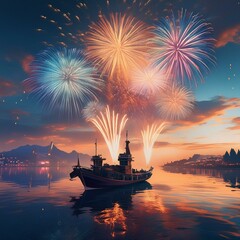 情緒的、幻想的、印象的、サイケデリックなコンセプトの花火大会02