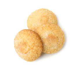 Tasty sweet sugar cookies isolated on white, top view