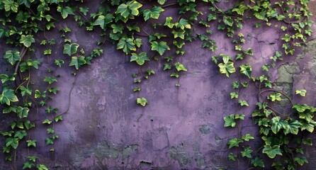 Ivy Growing on a Purple Wall - Ivy