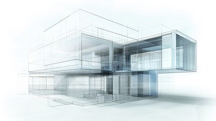 Abstract architectural sketch of modern glass building