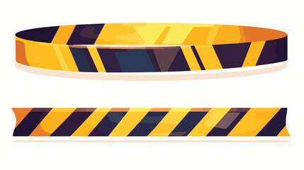 vector yellow black police tape set. Flat cartoon i