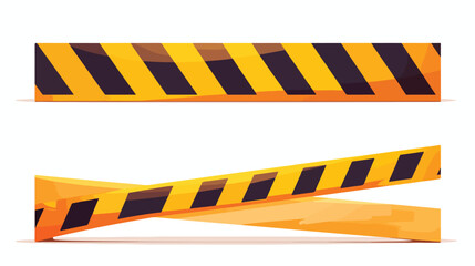 vector yellow black police tape set. Flat cartoon i