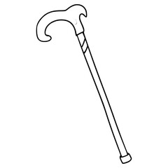 elegant walking stick illustration hand drawn outline vector
