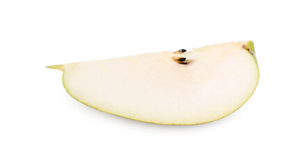 Piece of ripe pear on white background