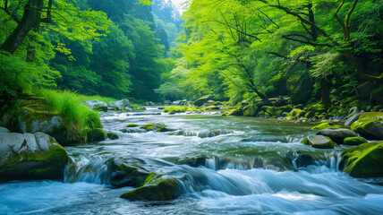 Obraz premium 夏の渓谷 川