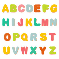 Childish style colorful font design, playful children's alphabet, letters vector illustration