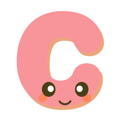  C Funny letter childish alphabet. Vector Illustration 