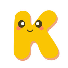  K Funny letter childish alphabet. Vector Illustration 