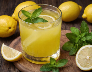 lemonade with mint and lemon