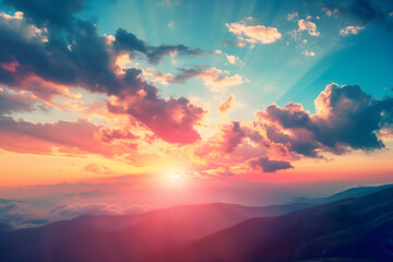 Fototapeta premium sunset in the mountains