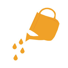 Watering can isolated on white background. Watering from a watering can. Vector illustration flat design.