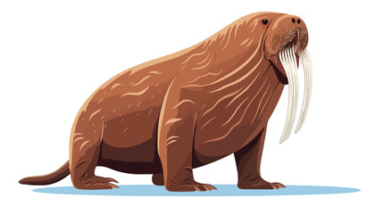 Walrus flat vector illustration. Nautical polar car