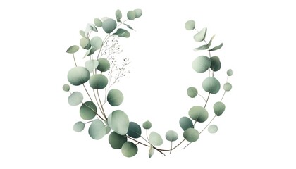 Obraz premium A beautifully crafted eucalyptus wreath, showcasing the natural beauty of its soft, green leaves arranged in a delicate circular pattern