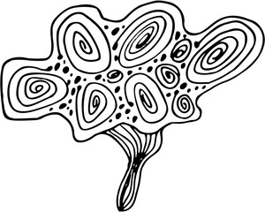 Different types of sea corals and seaweed. Sea style. Underwater life. Vector art doodles illustration 