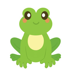Cute green frogs cartoon character isolated on white background