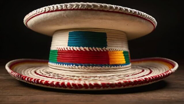 sombrero charro spinning. Charro hat with the colors of the Mexican flag 4K created with generative ai	

