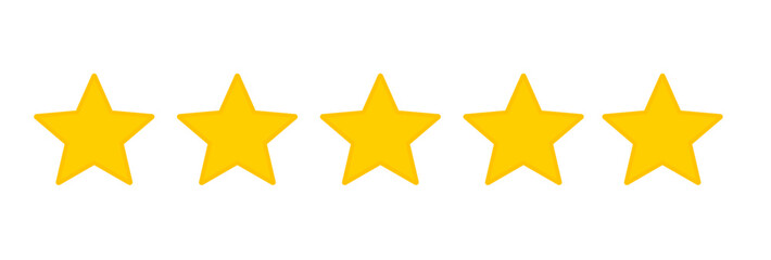 Five stars customer product rating review flat icon for apps and websites.