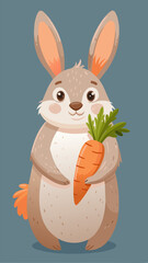Vector illustration of a cute bunny with a carrot: educational graphics for children and adults
