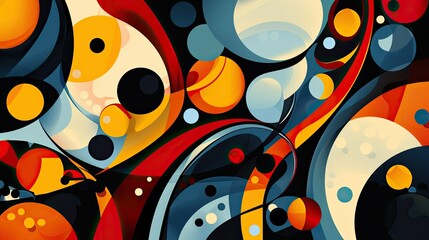 abstract vector art, bold, cartoon, thick outlines, large shapes, colourful