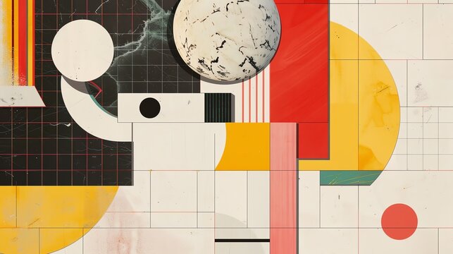 Layout An abstract grid of shapes and colors forming a cohesive design