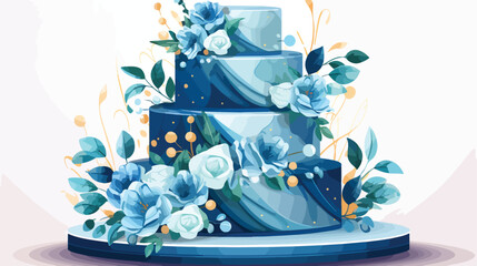 Wedding or birthday dessert decorated with flowers