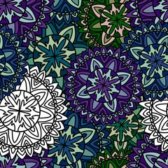 Seamless circle mandala pattern for wrapping paper and fabrics and linens