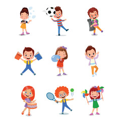 vector illustration of students in different postures