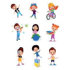 vector illustration of students in different postures