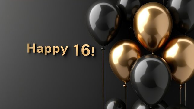 Happy birthday, happy 16: cheerful text celebrating the joyous occasion of turning sixteen, a milestone filled with happiness and excitement