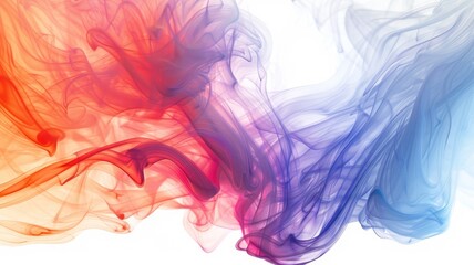 Vibrant red, purple, and blue abstract smoke swirls on white background