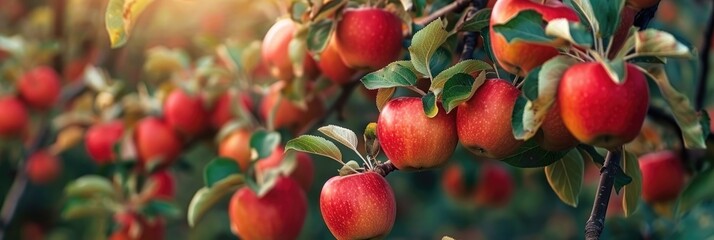 Apple trees with ripe fruits