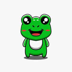 cute vector design illustration of a frog mascot