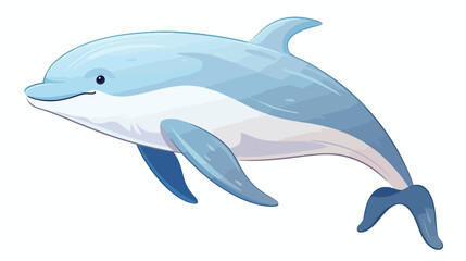 White whale flat vector illustration. Cute beluga m