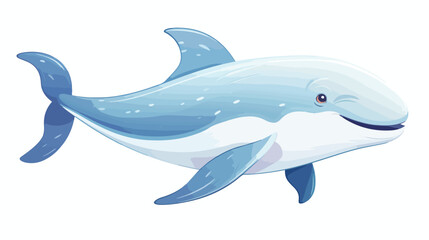 White whale flat vector illustration. Cute beluga m