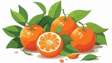 Whole tangerines with peeled slices of mandarin or