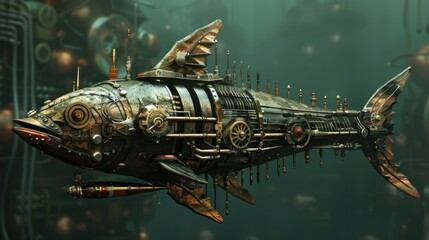 Naklejka premium Steampunk Barracuda.