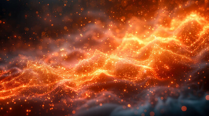 Futuristic abstract sci-fi background with glowing waves and particles fractal galaxies