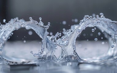 Dynamic arc of crystal-clear water splashing elegantly.