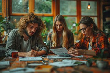 Fototapeta premium A group of colleagues analyzing market trends.